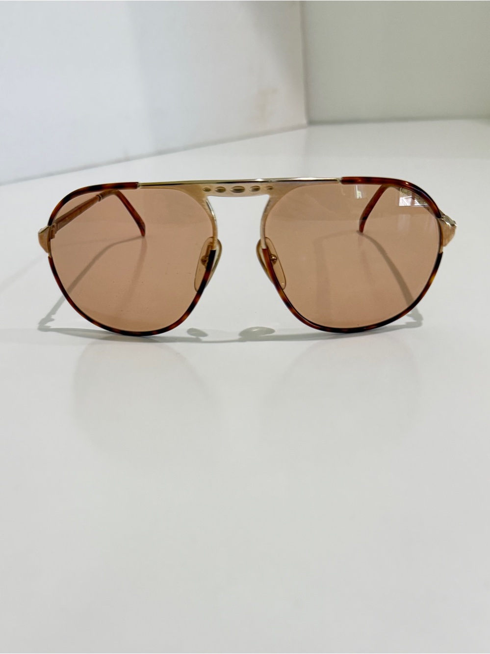VTG Christian Dior Monsieur Aviator 2504 40 Sunglasses Gold Tortoise Full Set